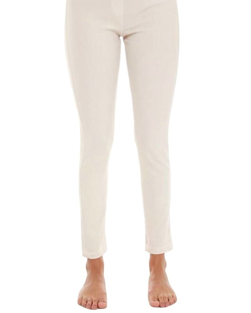 Front of a model wearing a size XL High Rise Capri In Beige in Beige by french kyss. | dia_product_style_image_id:354345